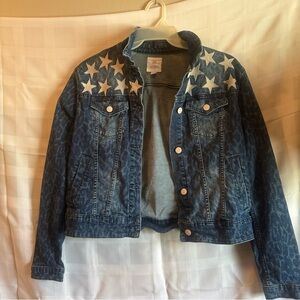 LuLaRoe cheetah & Star Pattern Dark Denim Jacket